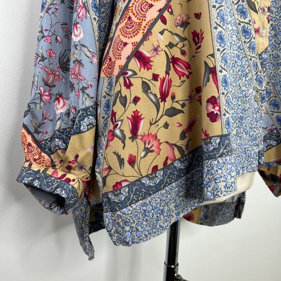 Christian Siriano Women's Top New York Button Up Patchwork Shirt Artsy Size L - Picture 10 of 16